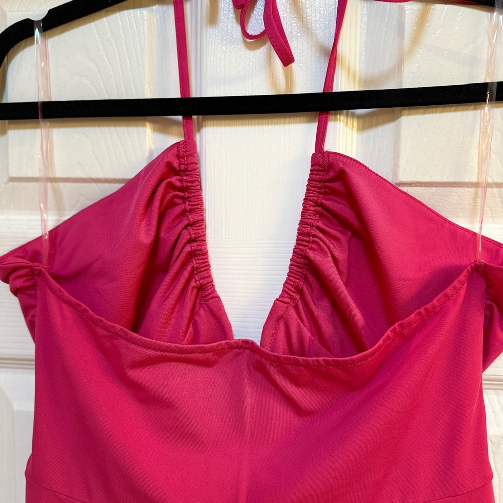 BEBE NWT Pink Strappy Slit Leg Jumpsuit - Picture 4 of 9